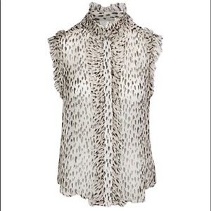 NWT 7 for All Mankind Leopard Ruffle Collar Top S